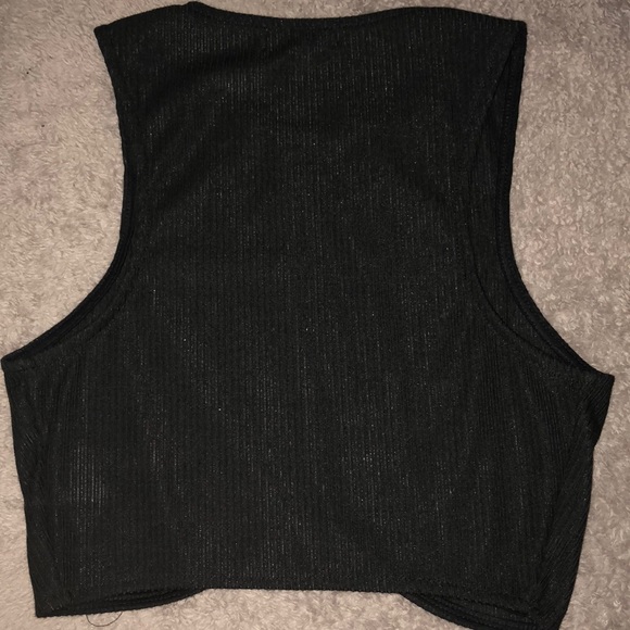 Silence & Noise Black Shimmer Crop Top, size XS - Picture 2 of 3